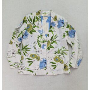 Lilly of California Women's White Floral Print Jacket Embroidered T-shirt Size L